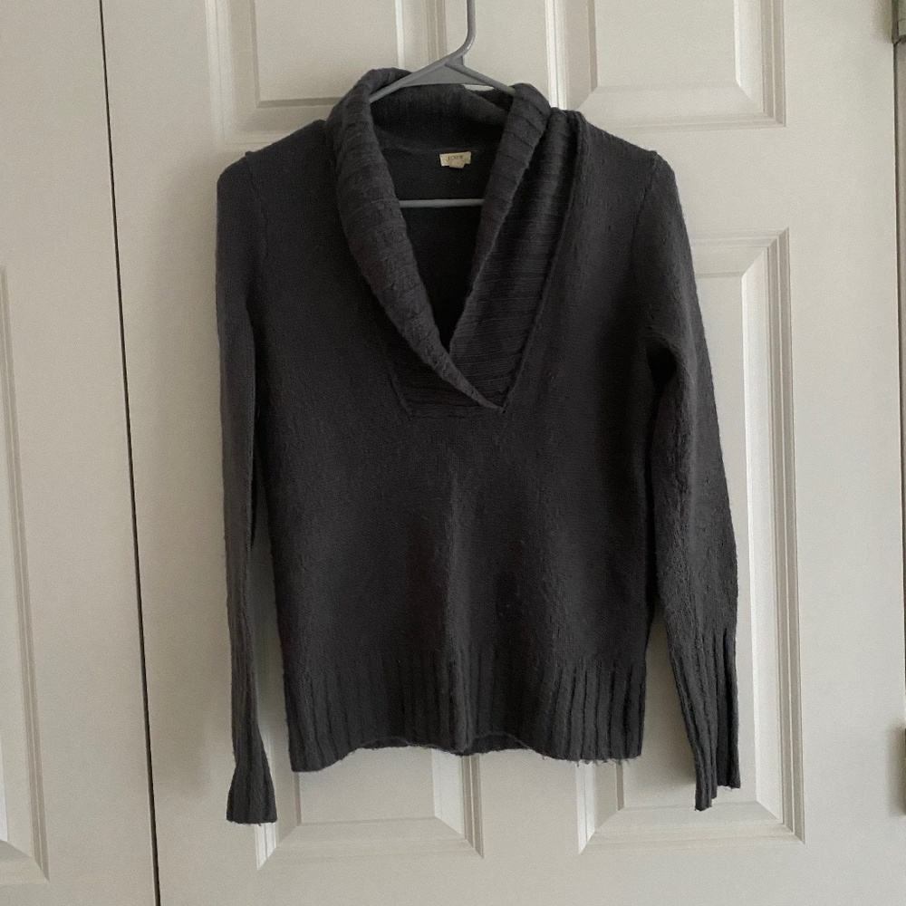 J. Crew gray shawl collar v neck sweater